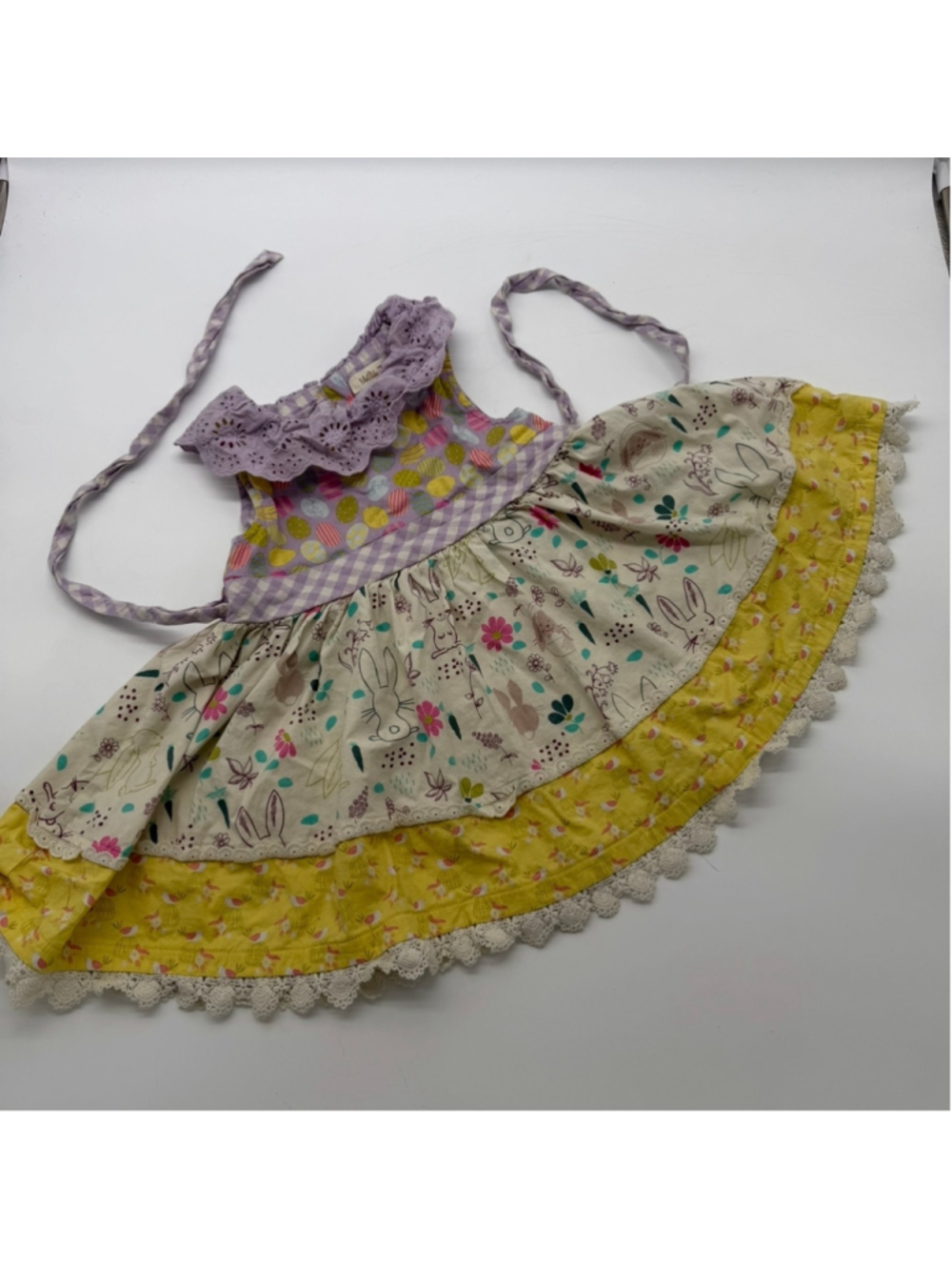 Matilda Jane Easter Dress Size 2 Purple Yellow Bunny Print